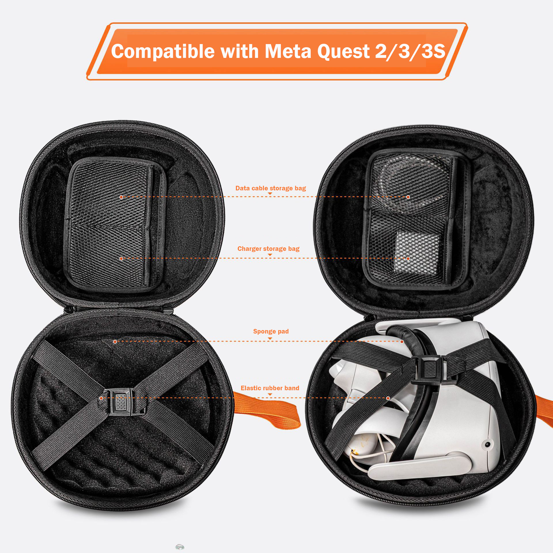 Portable Case for Meta Quest 2/3/3S VR Headset Accessories Storage Bag