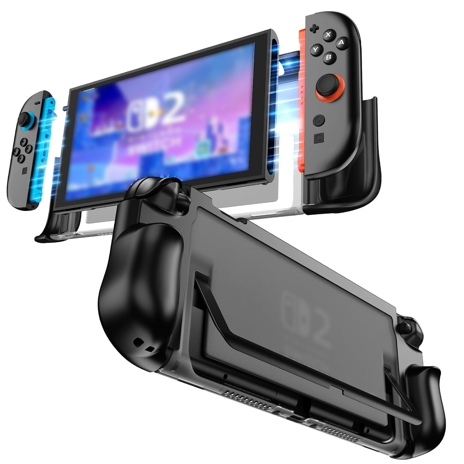 Dockable Protective Case for Switch2 TPU Shockproof Hard Shell with Kickstand