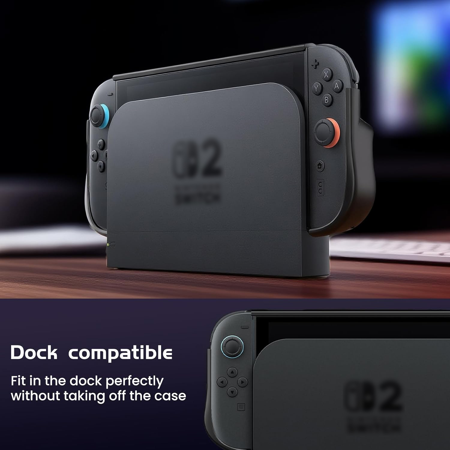 Dockable Protective Case for Switch2 TPU Shockproof Hard Shell with Kickstand