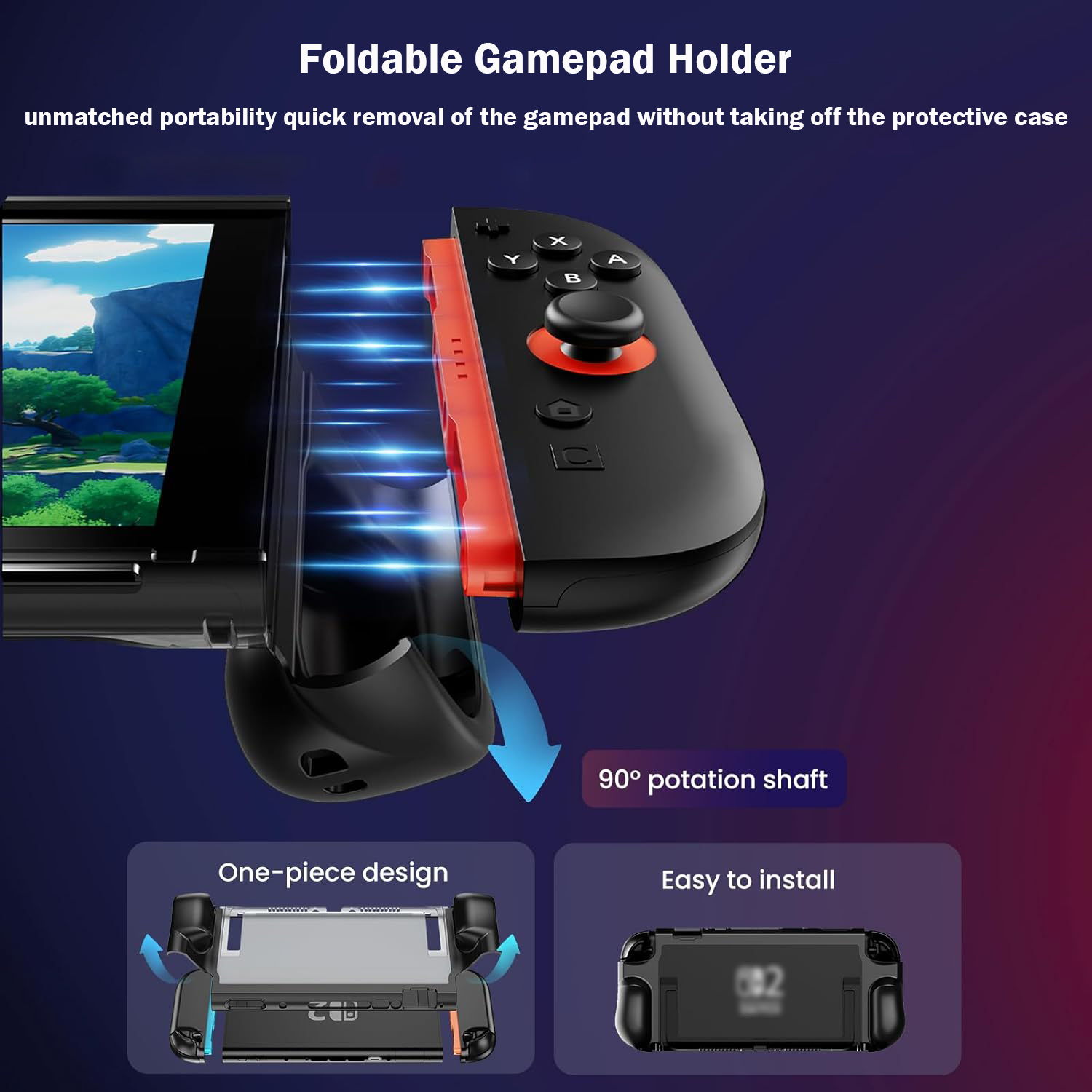 Dockable Protective Case for Switch2 TPU Shockproof Hard Shell with Kickstand