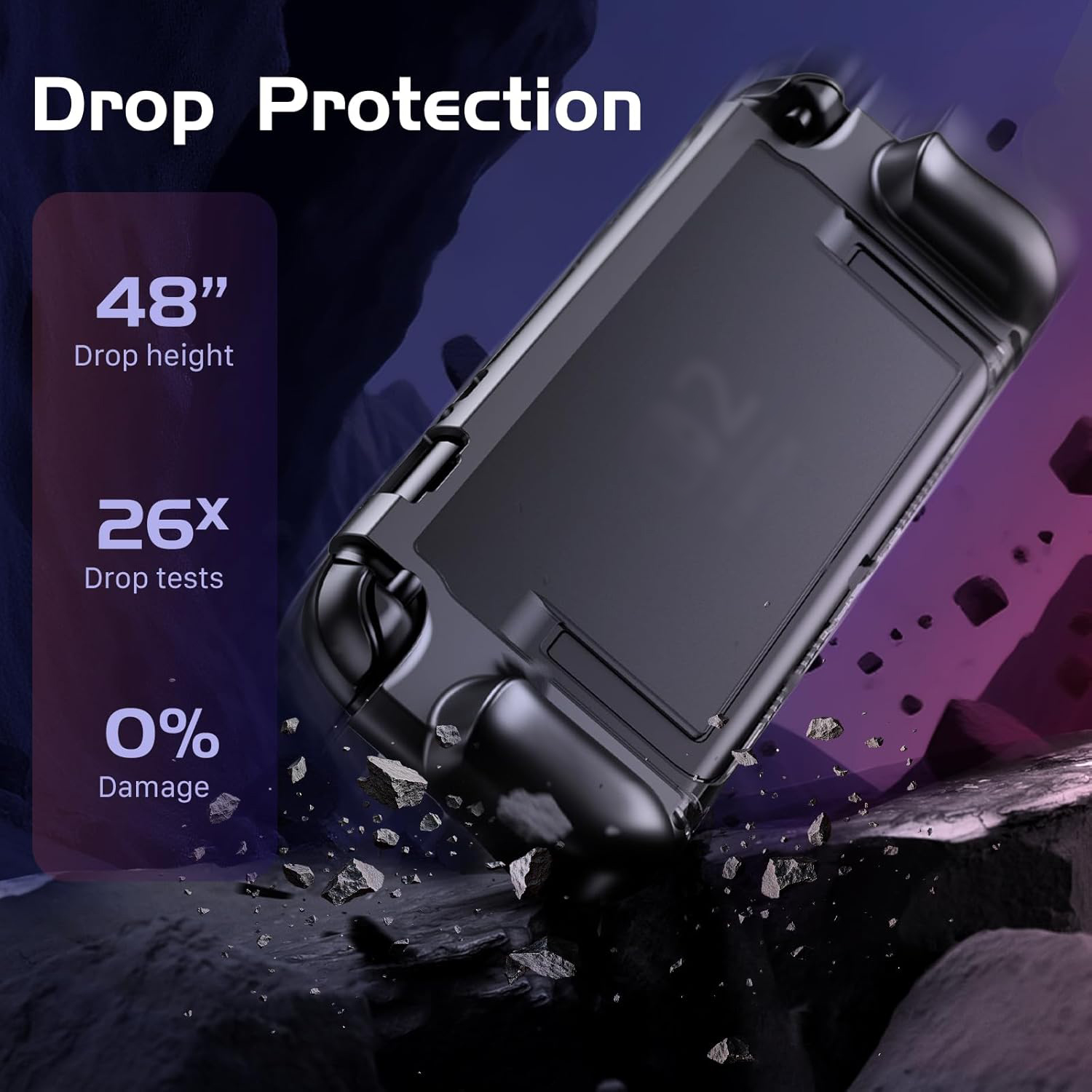 Dockable Protective Case for Switch2 TPU Shockproof Hard Shell with Kickstand