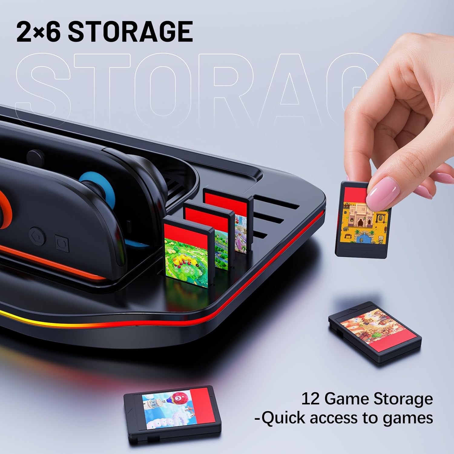 Multifunctional Charging Station for Switch 2 with LED Indicators & RGB Lights