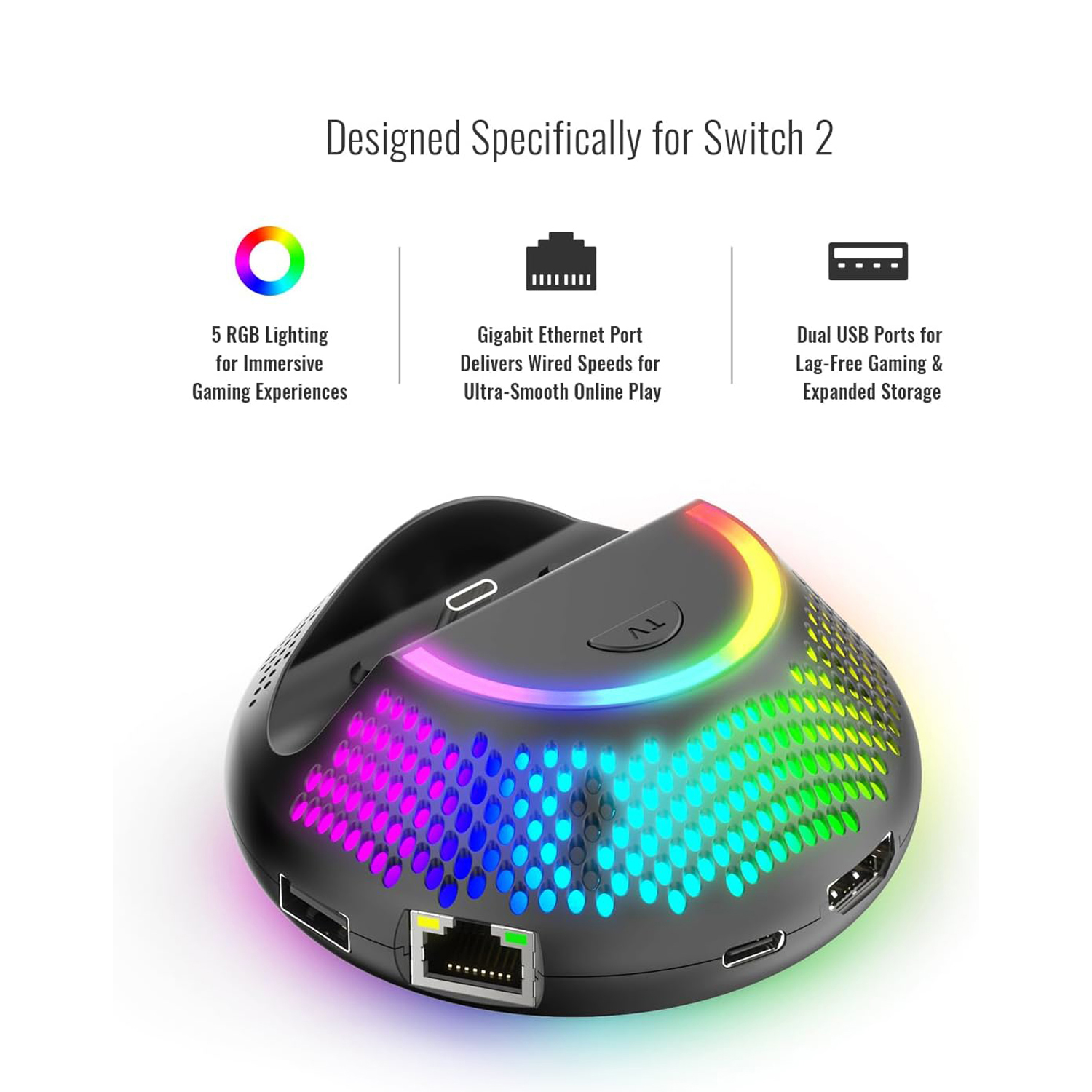 Portable TV Dock for Nintendo Switch 2 with 4K HDMI & Ethernet