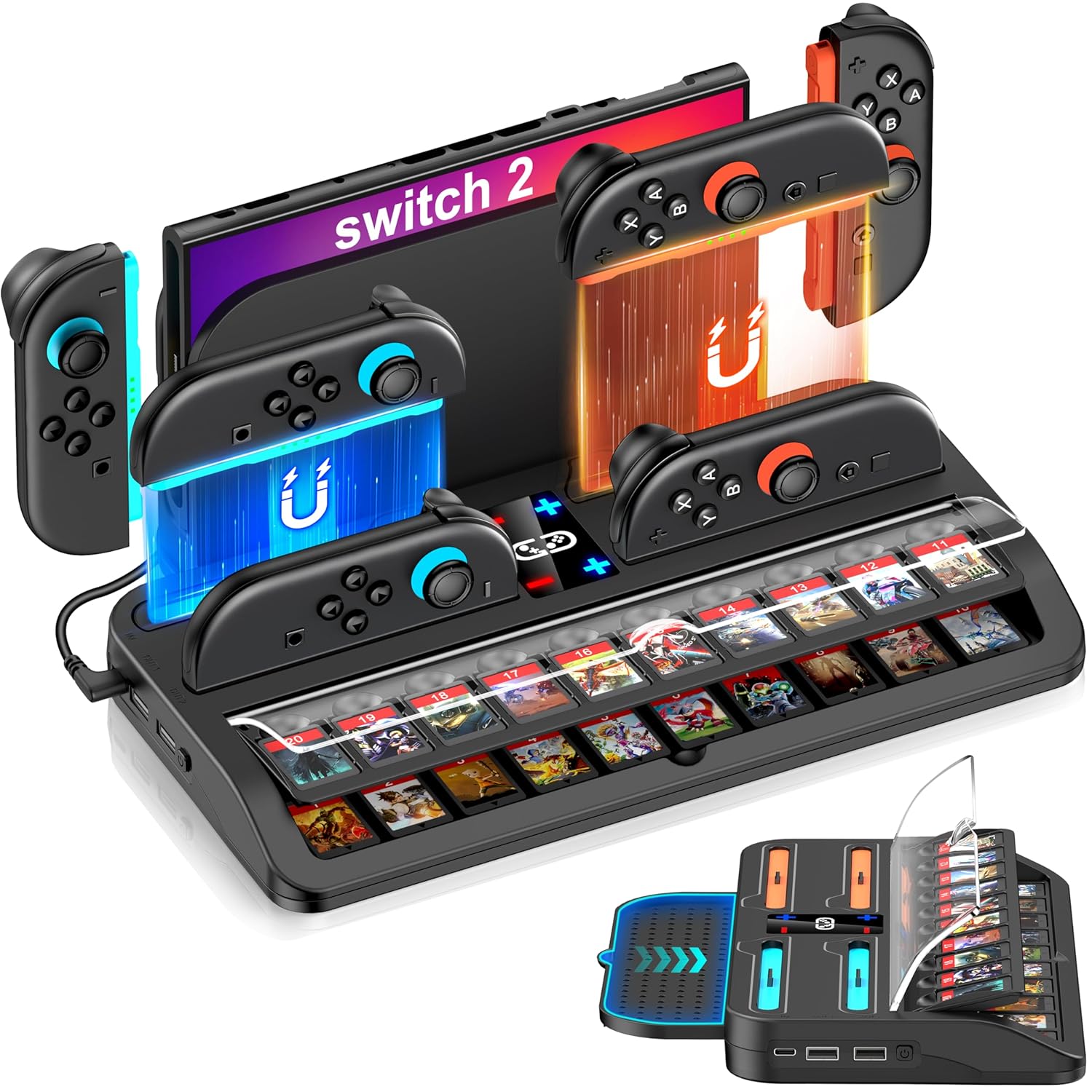 4-in-1 Organizer Base for Nintendo Switch 2 with Charging Dock & Game Card Case