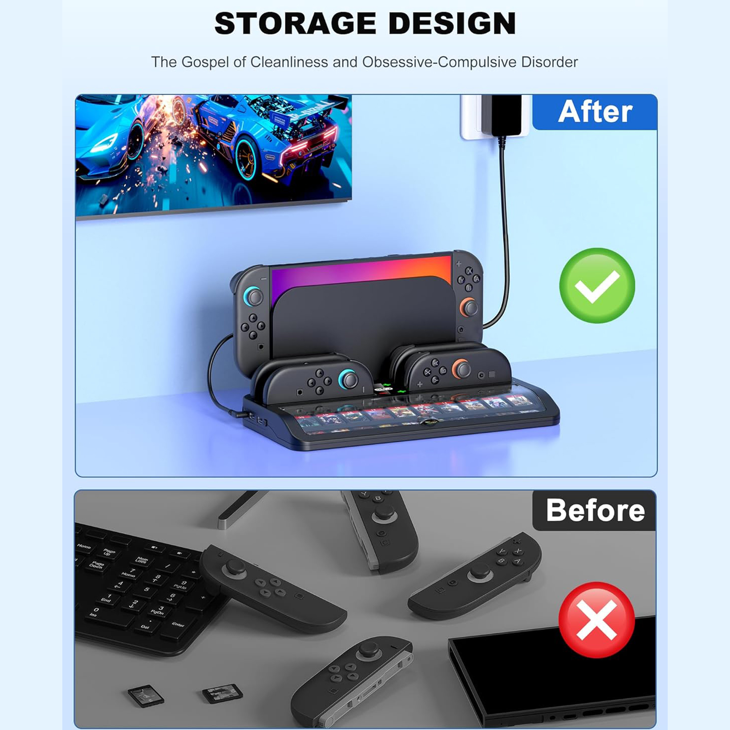 4-in-1 Organizer Base for Nintendo Switch 2 with Charging Dock & Game Card Case