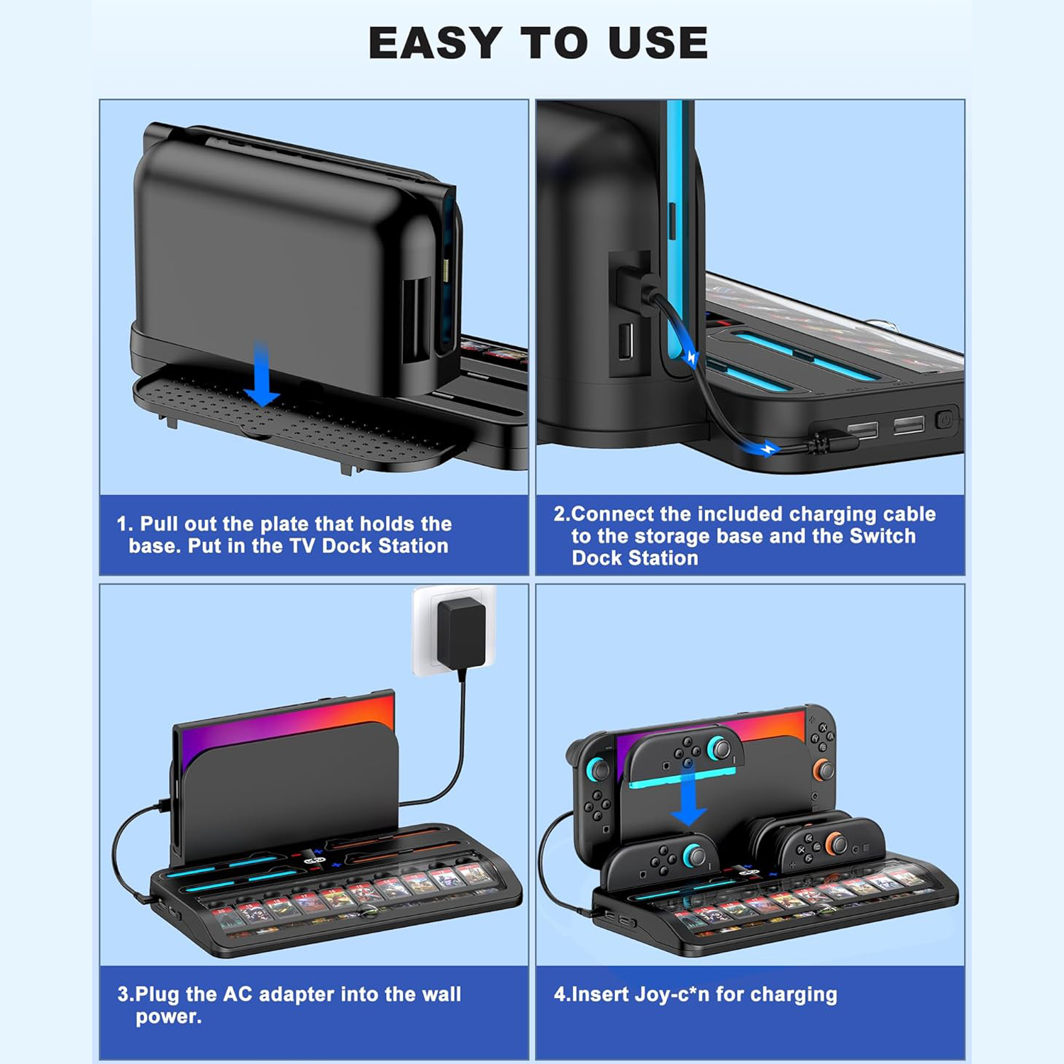 4-in-1 Organizer Base for Nintendo Switch 2 with Charging Dock & Game Card Case