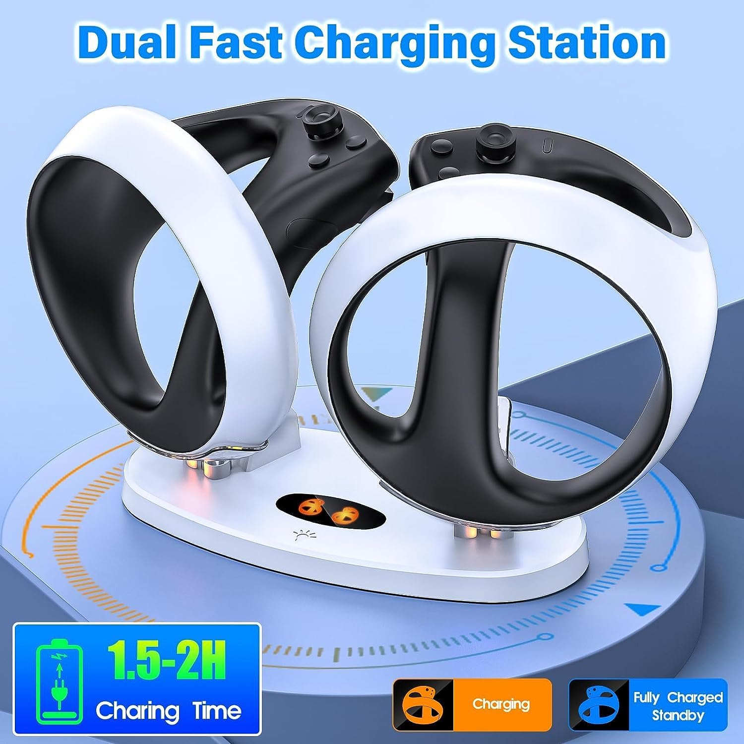Controller Magnetic Charging Dock for PSVR2 Dual Charger with LED Indicator