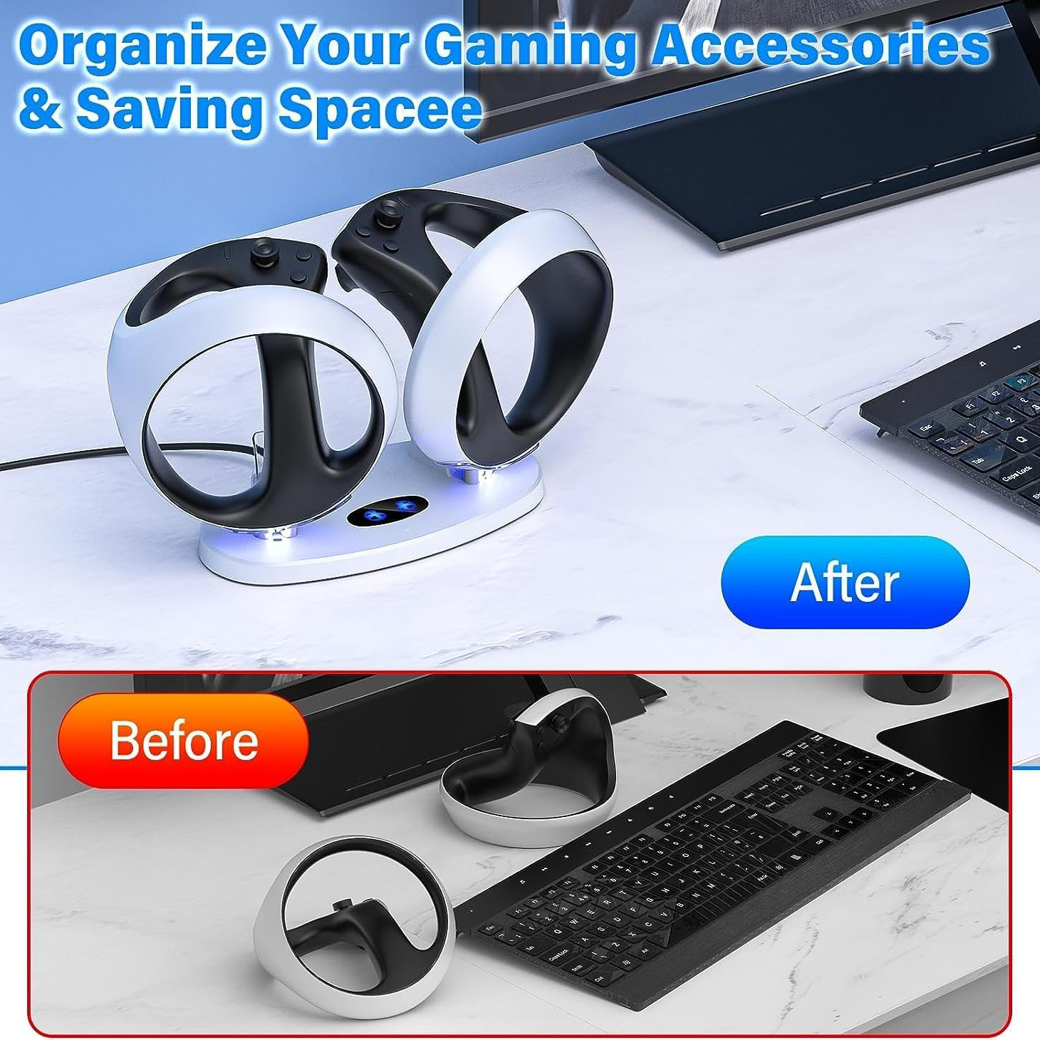 Controller Magnetic Charging Dock for PSVR2 Dual Charger with LED Indicator