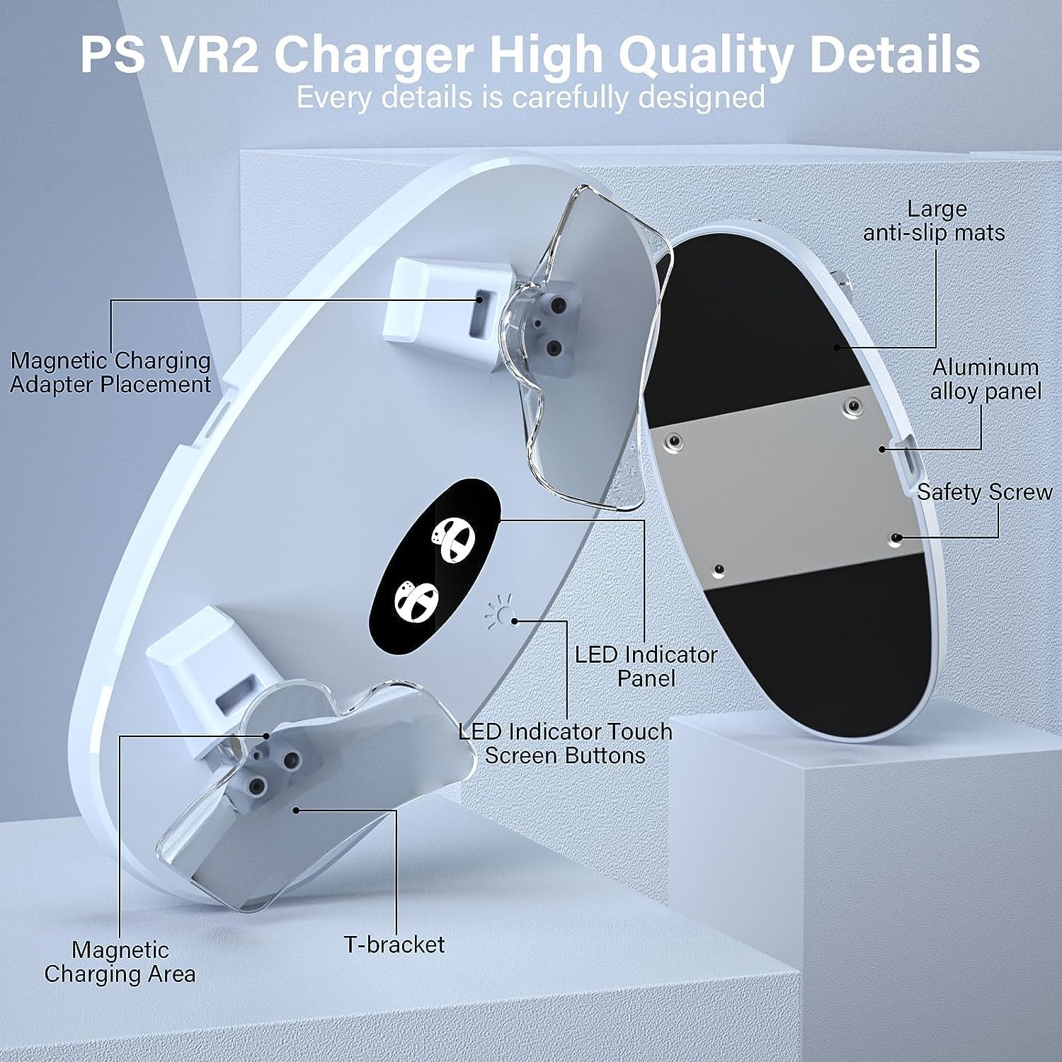 Controller Magnetic Charging Dock for PSVR2 Dual Charger with LED Indicator