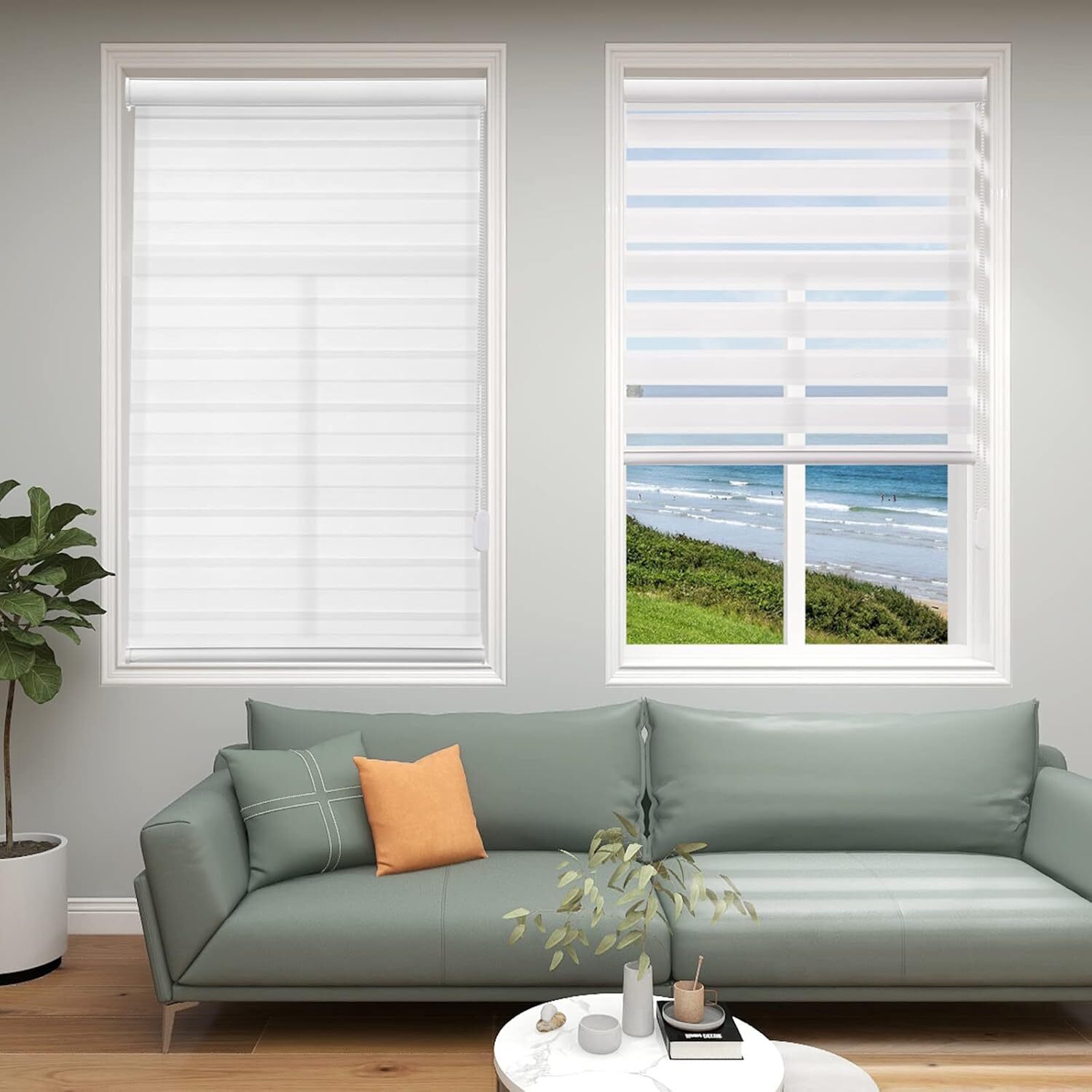 Zebra Dual Roller Blinds Horizontal Window Shades Blinds Easy to Install