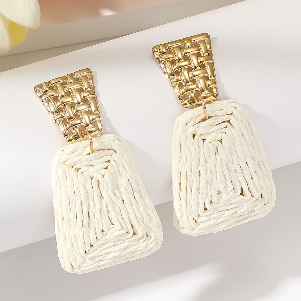 Fashion Party Earrings Lightweight Earrings Raffia Material Statement Earrings