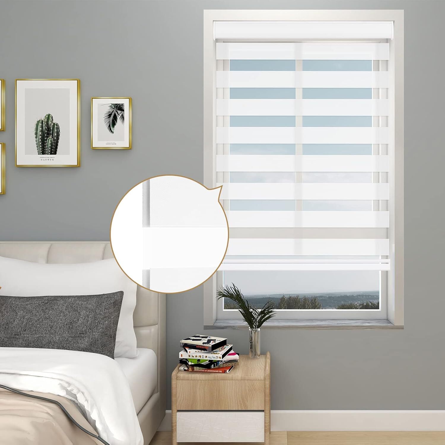 CUSTOM SIZE Cordless Window Shade Zebra Blind Light Filtering Dual Roller Blinds