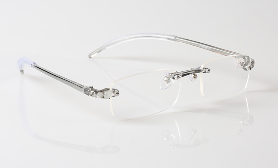 Elastic Tr90 Transparent Grey Glasses Flexible Rimless Reading Glasses Reader
