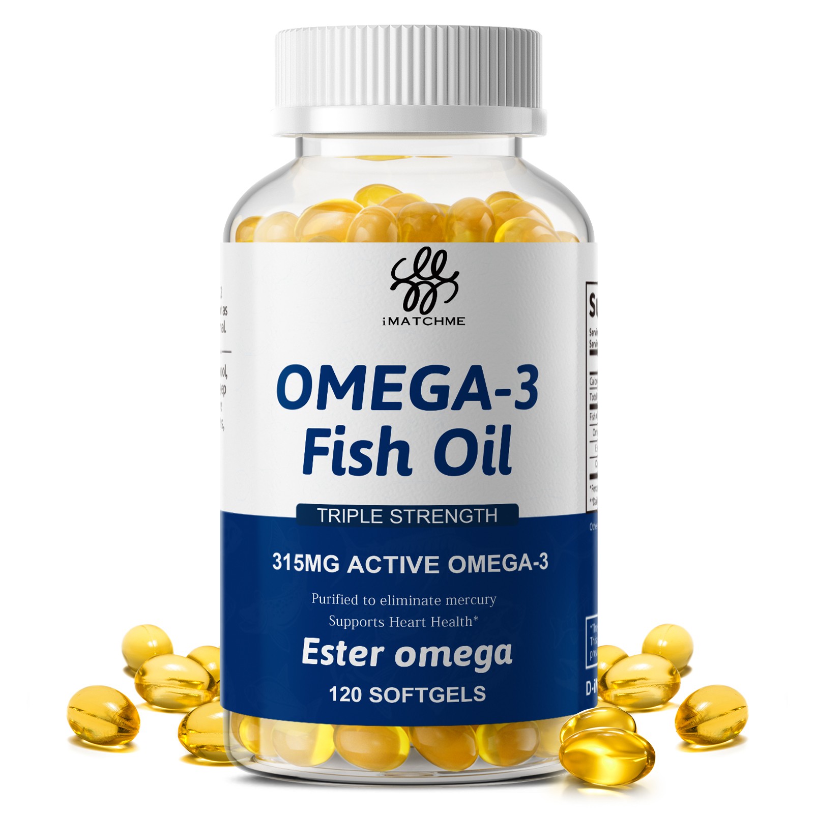 Triple Strength Omega 3 Fish Oil 1000mg Supplement EPA DHA Fatty Acids 120-360ct