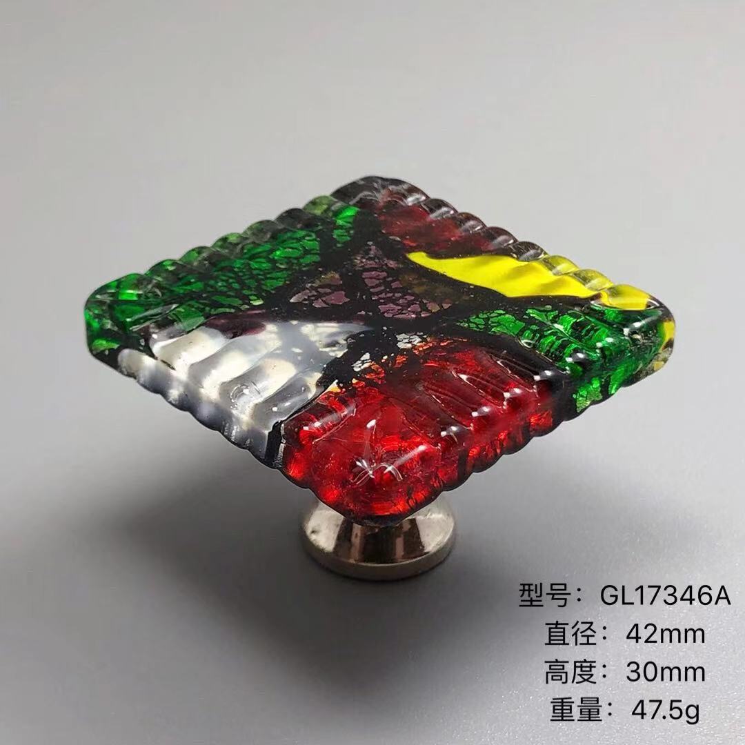 Patterned Glass Glaze Ethnic Style Door Handles Cabinet Knobs Drawer Pulls