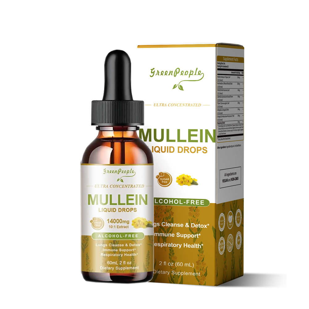 60ML Mullein Drops for Lungs Cleanse Mullein Leaf Extract Vegan Non-GMO