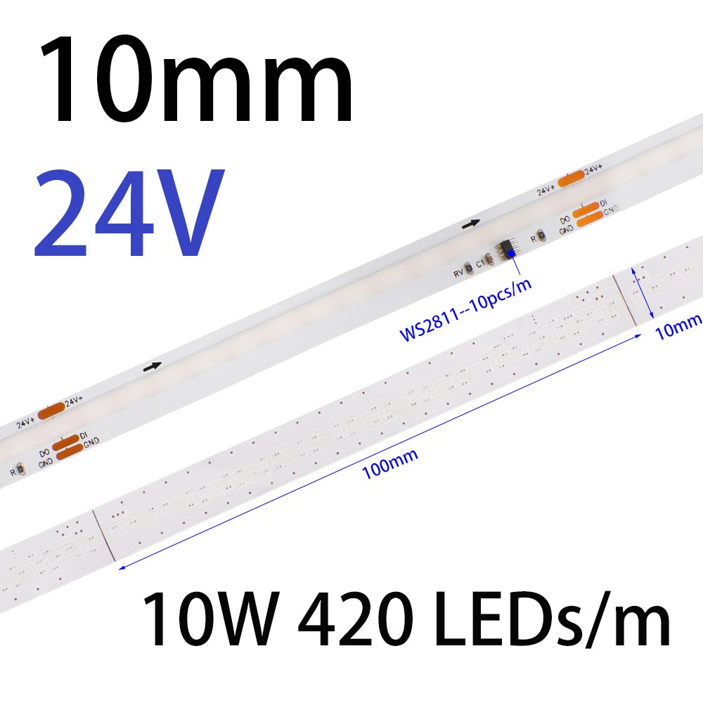 12V 24V WS2812 COB RGB IC LED Strip Addressable Full Color Flexible Tape Light