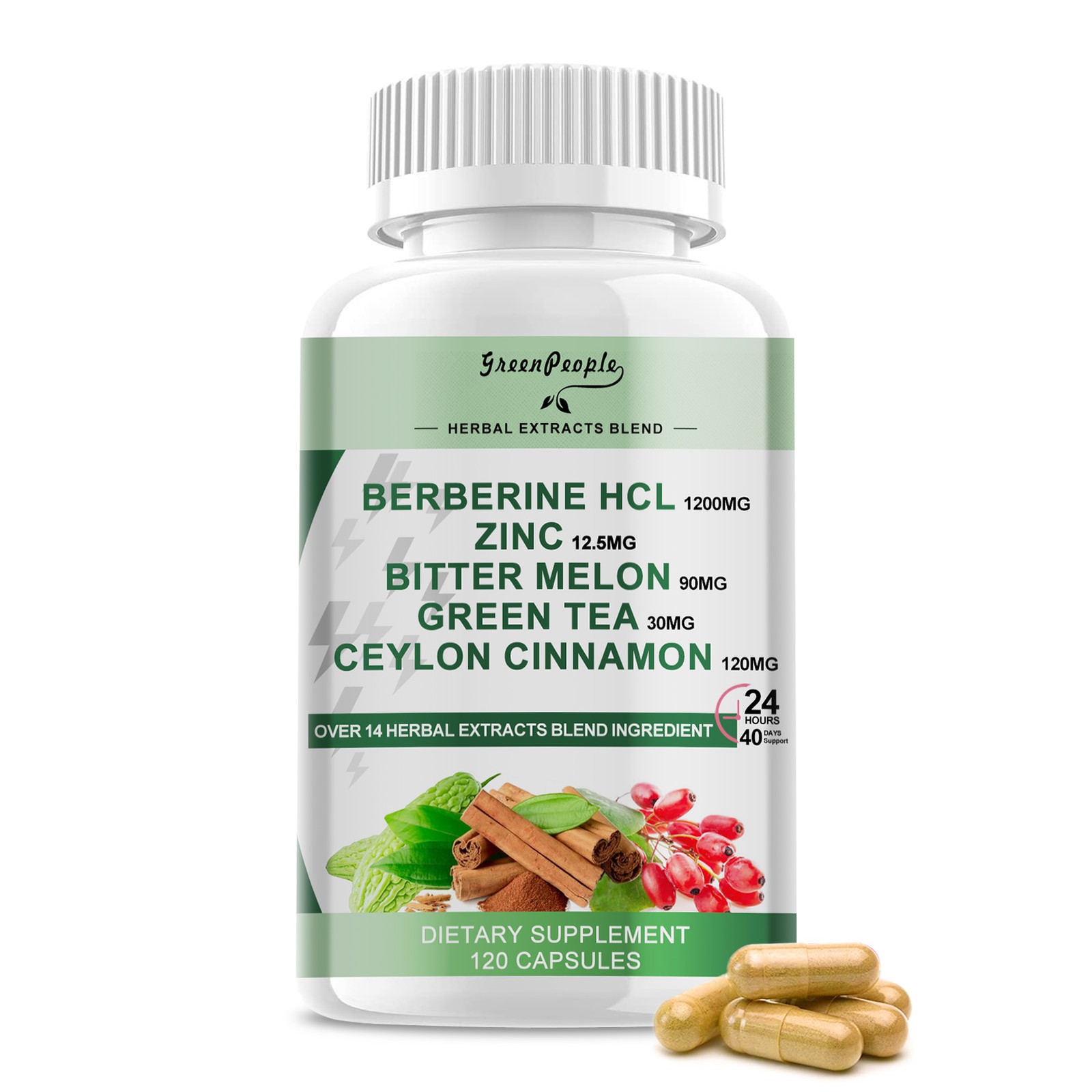 1-6x Berberine HCL Extract 1200mg, Healthy Cholesterol, Anti-inflammatory 120ct