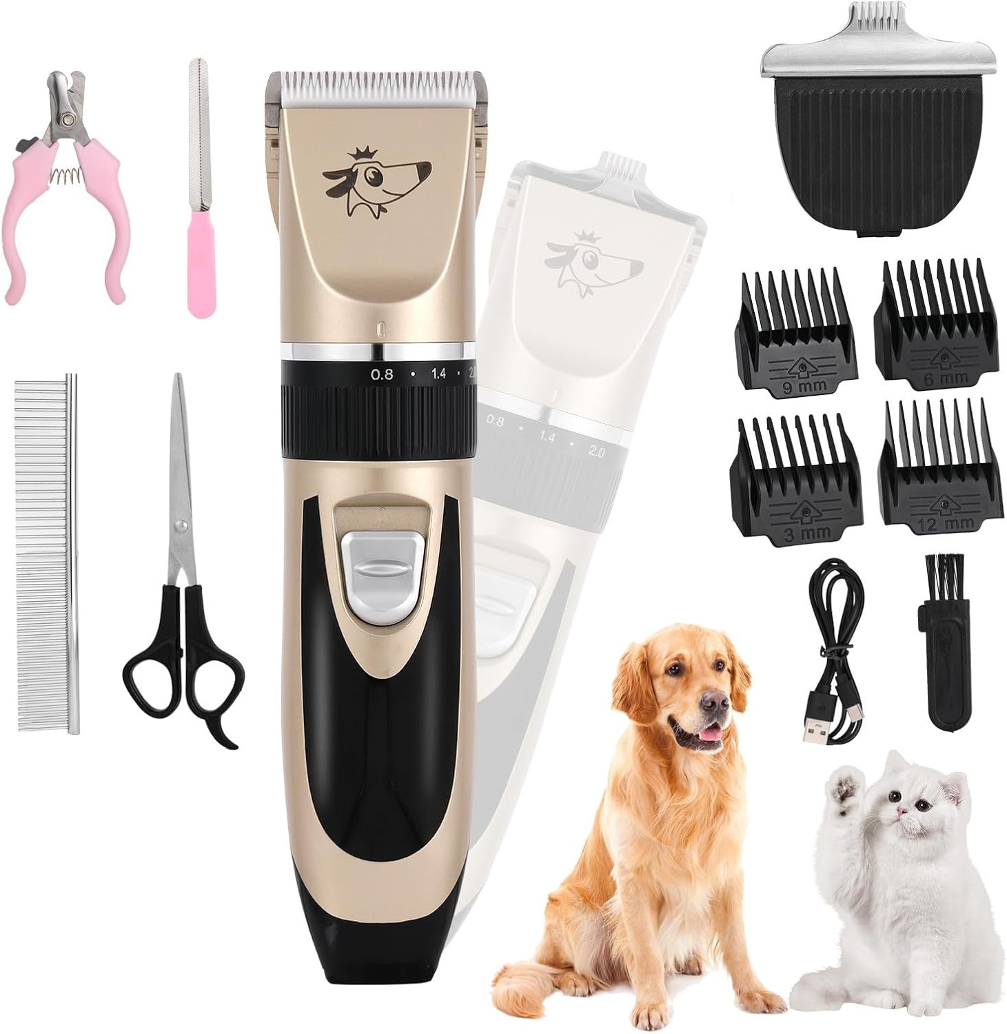 Quiet Cordless Dog Clippers Grooming Kit Rechargeable for Th