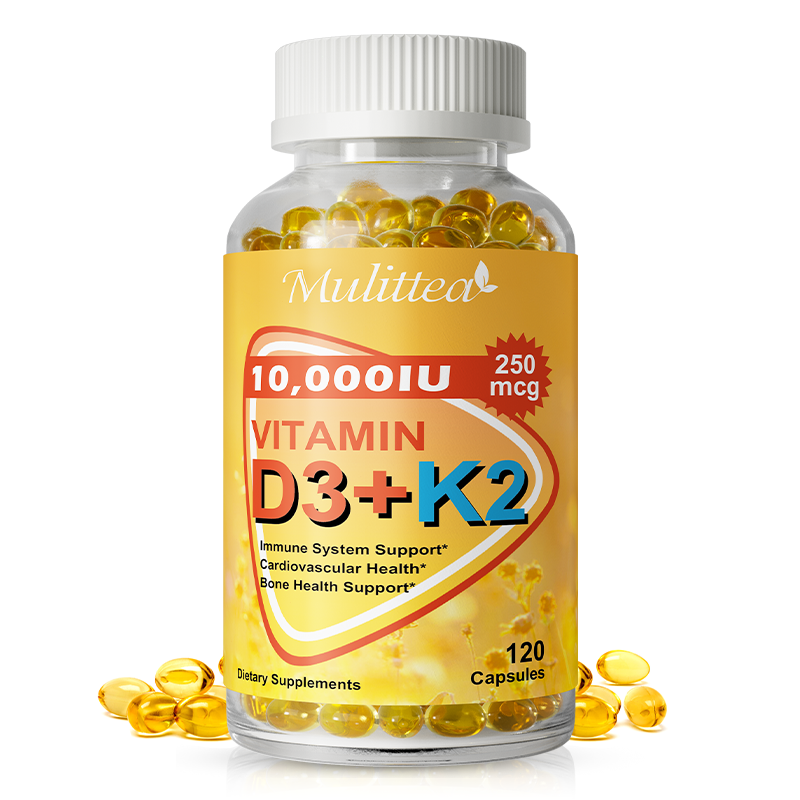 60/120pcs Vitamin D3 K2 Softgel 250mcg Capsules Extra Strength D3 K2 Supplements
