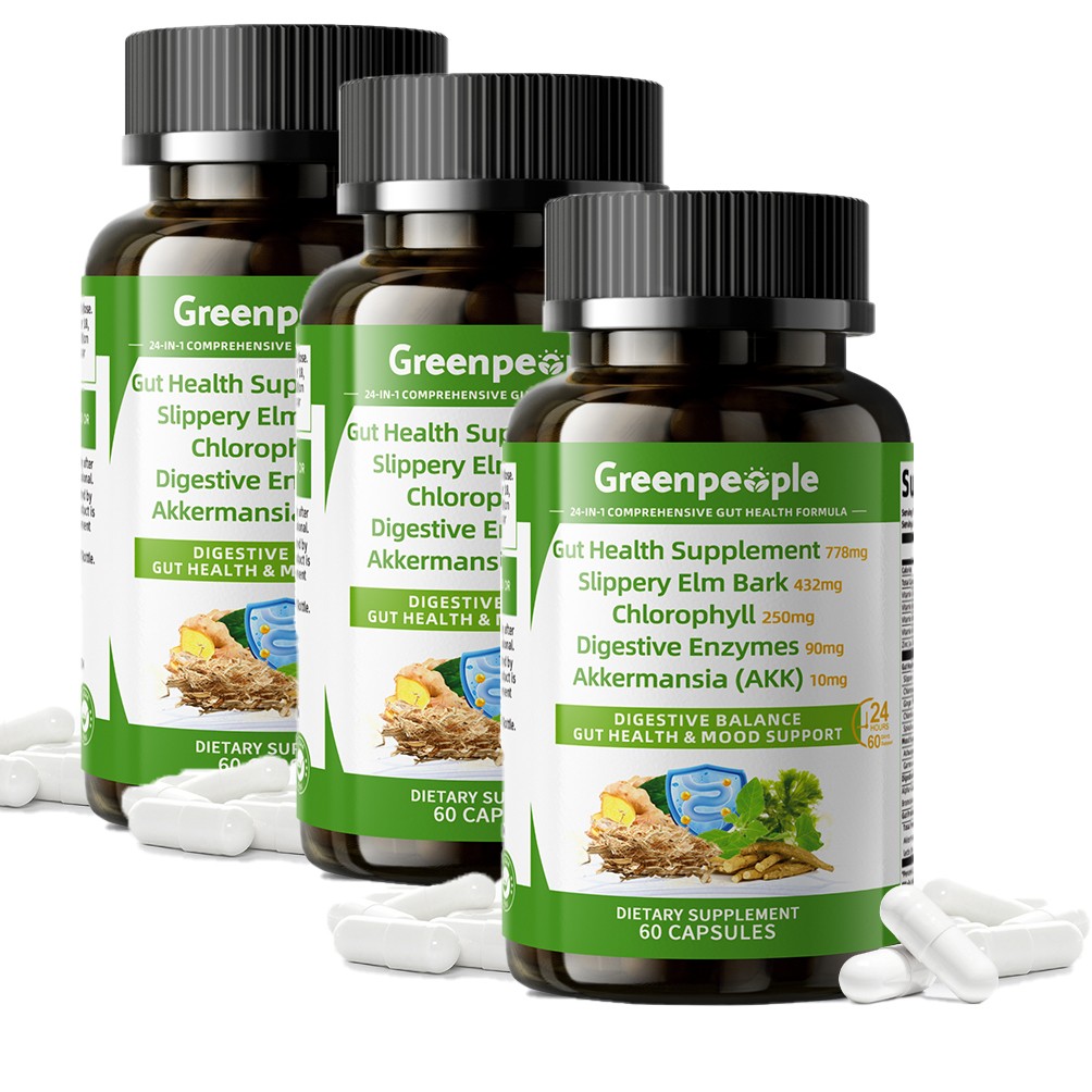 778mg Gut Health w/Probiotics, Prebiotics, Digestion-Supporting Herbs 60-180ct