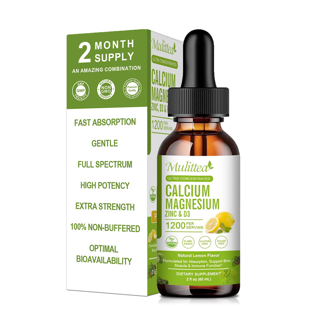 Calcium Magnesium Zinc & Vitamin D3 Plant-Based Liquid Drops Bone Support