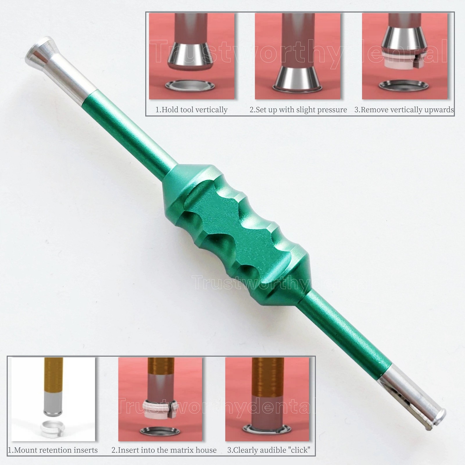 Dental Novaloc Retention Inserts Caps Peek Locator Mounting&Demounting Tool