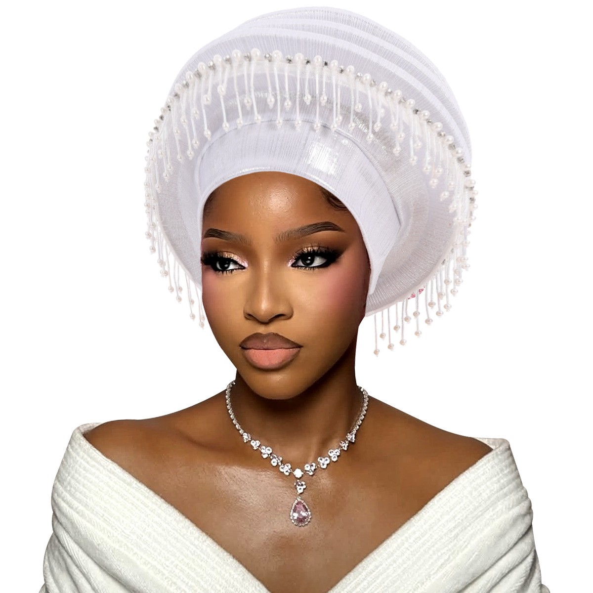 African Women Tassel Cap Turban Hijab Bonnet Nigeria Gele Headtie Party Headwear