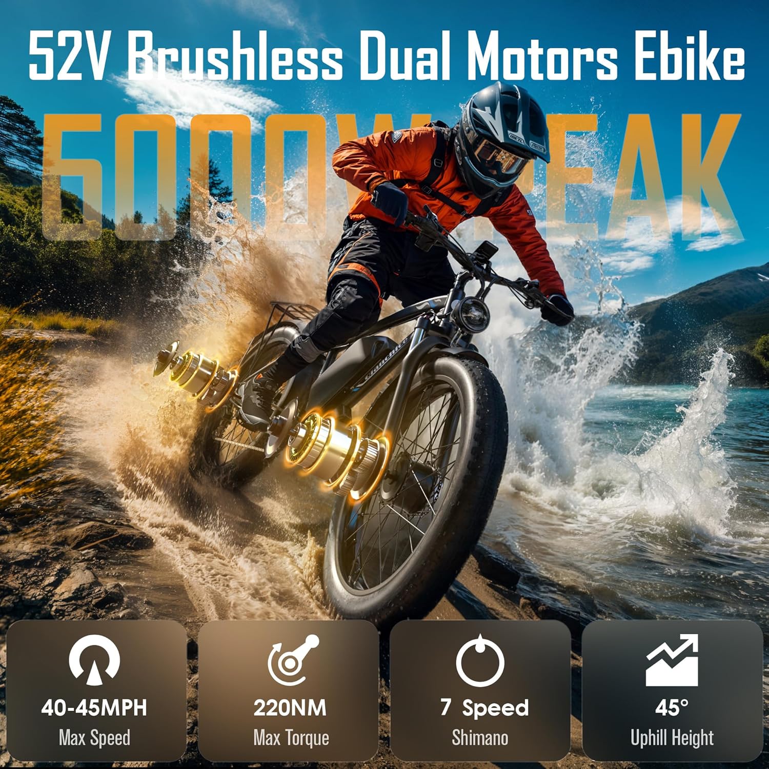 QIANCHICE 6000W Peak Dual Motor Electric Bike 24in 40-45MPH
