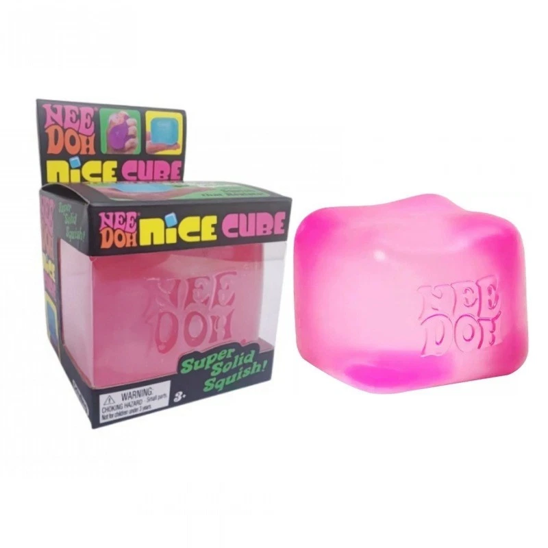 Nee Doh Nice Cube Ice Glitter & Glow Stress Fidget Toy Solid Squish Sensory Cube