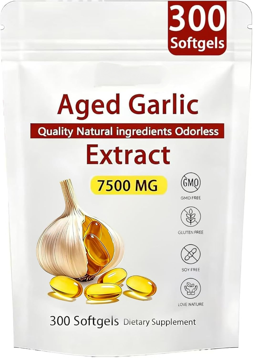 Aged Garlic Extract, 300 Softgels, 7500mg Odorless | Heart & Immune US