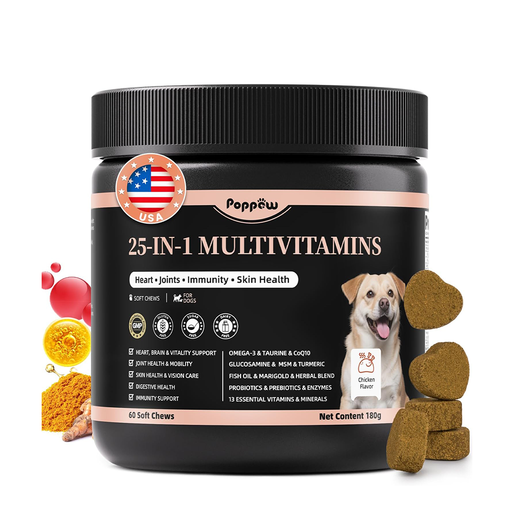 25-in-1 Dog Multivitamin Chews for Dogs Skin & Coat, Gut, Heart & Brain