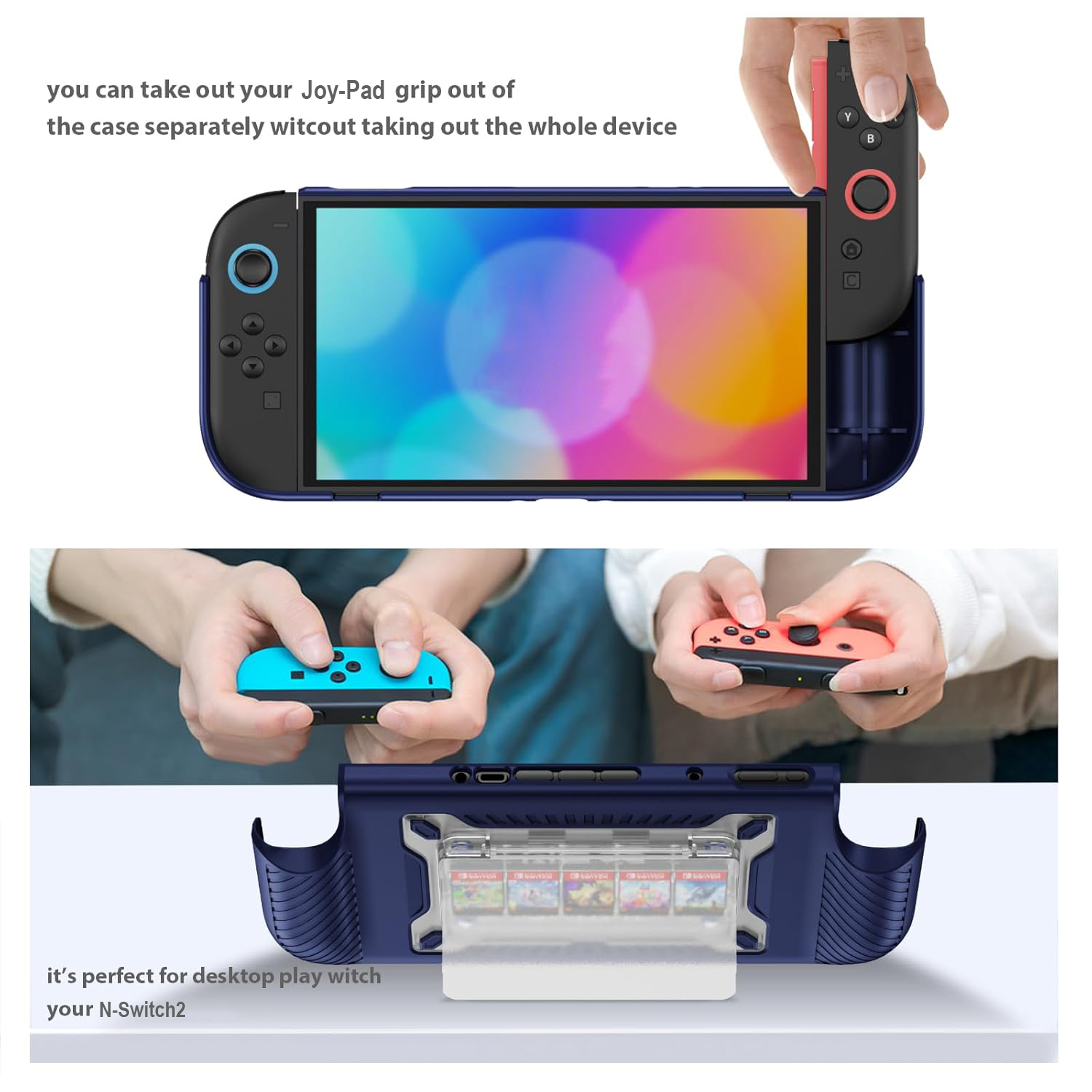 Protection Cover for Switch 2 with 5 Game Card Storage Shockproof Case