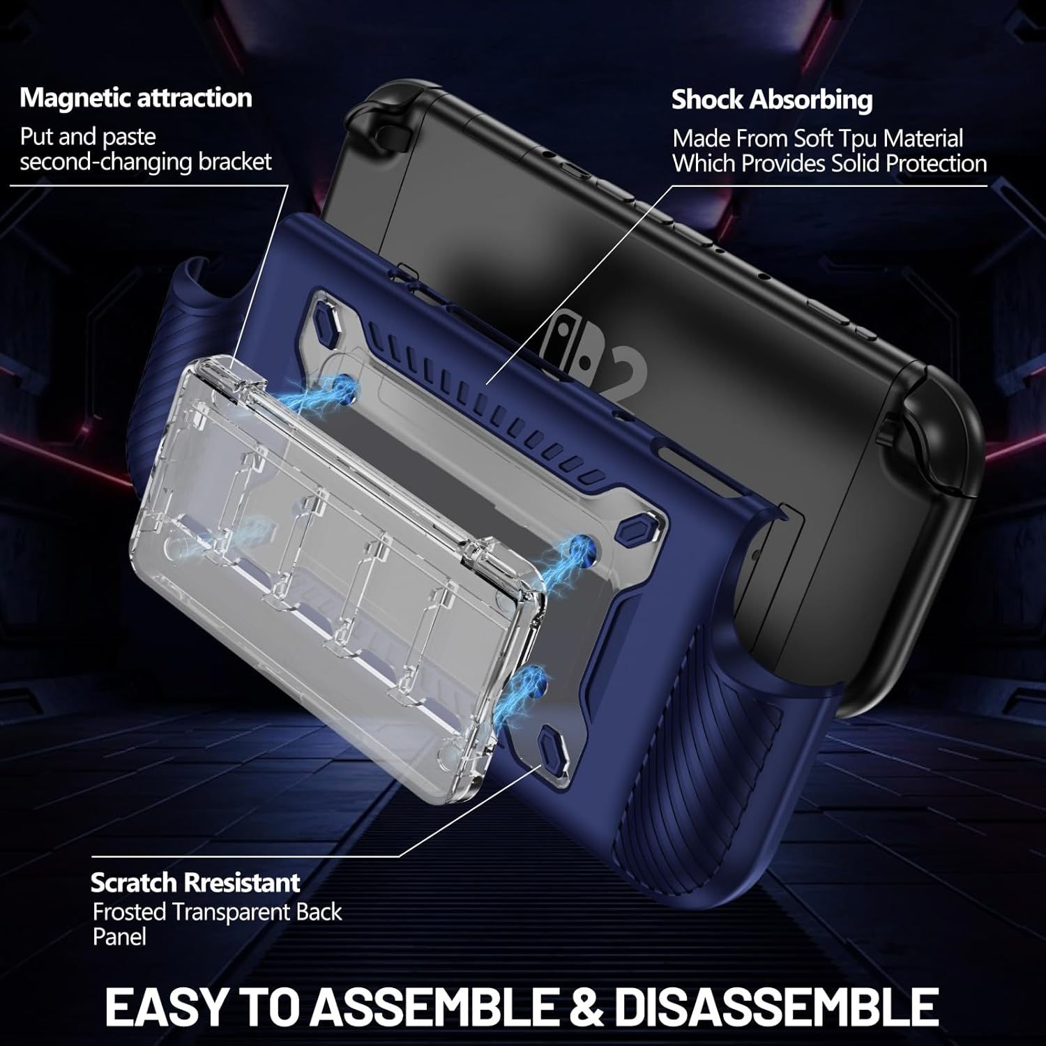 Protection Cover for Switch 2 with 5 Game Card Storage Shockproof Case