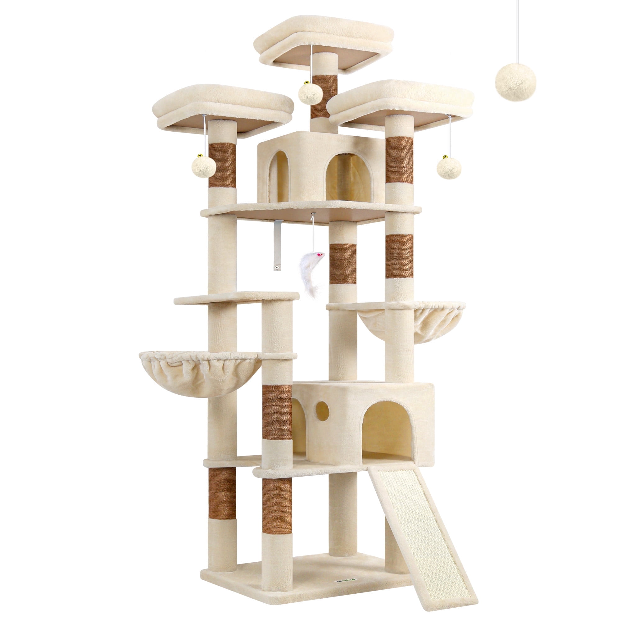 83" Large Cat Tree Tower Multi-Level Condo Scratching Post Hammock Leopard Print