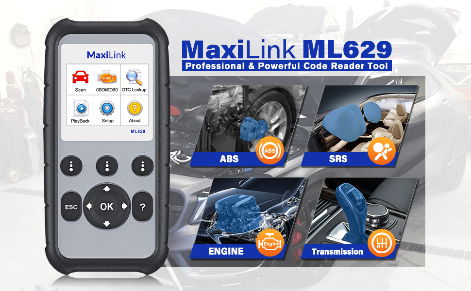 Autel ML629 OBD2 Scanner Diagnostic Scan Tool ABS SRS Engine Transmission Banner