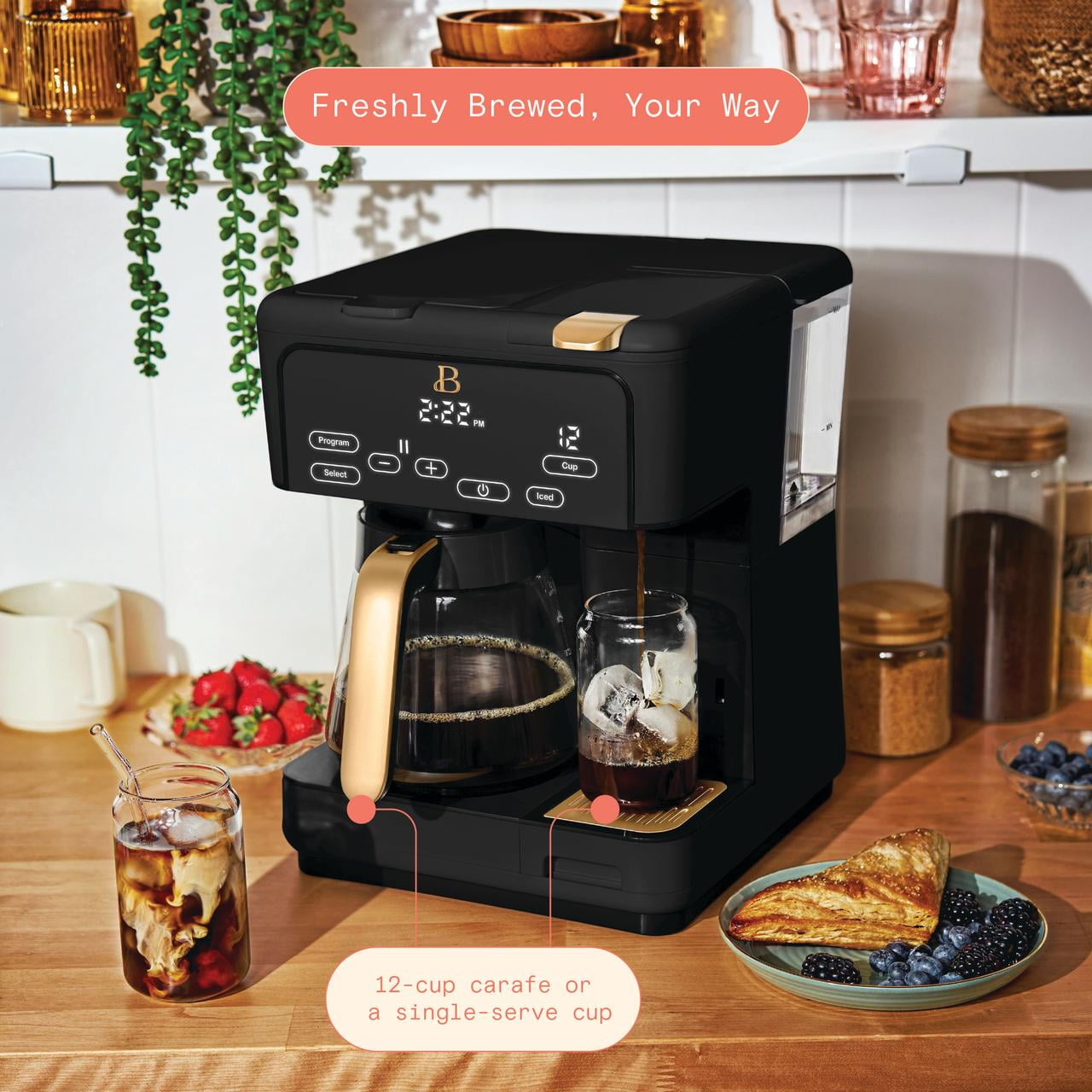 Beautiful Multi-Brew 12-Cup Programmable Drip & Single-Serve Coffee Maker