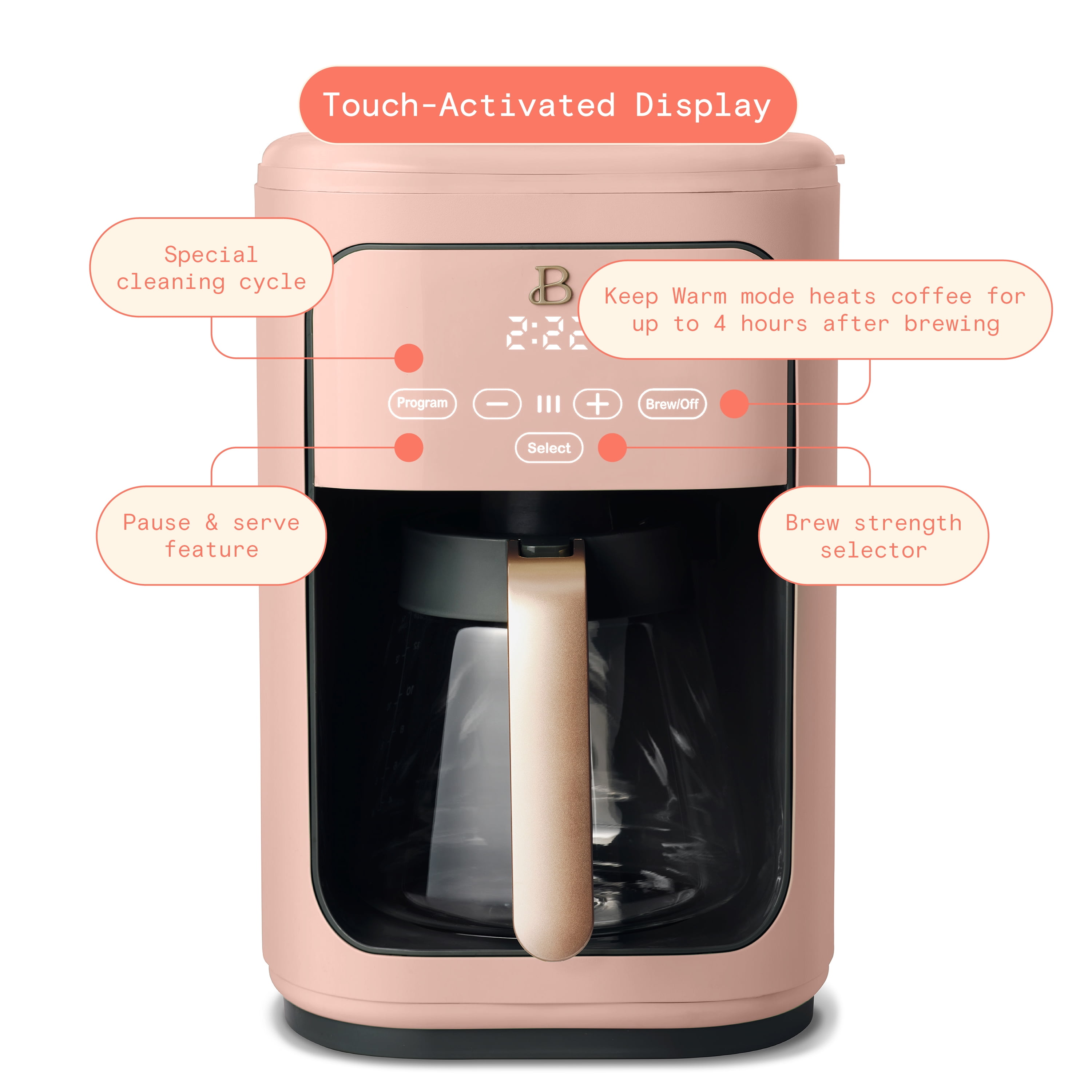 Beautiful 14-Cup Programmable Drip Coffee Maker with Touch-Activated Display, Ro