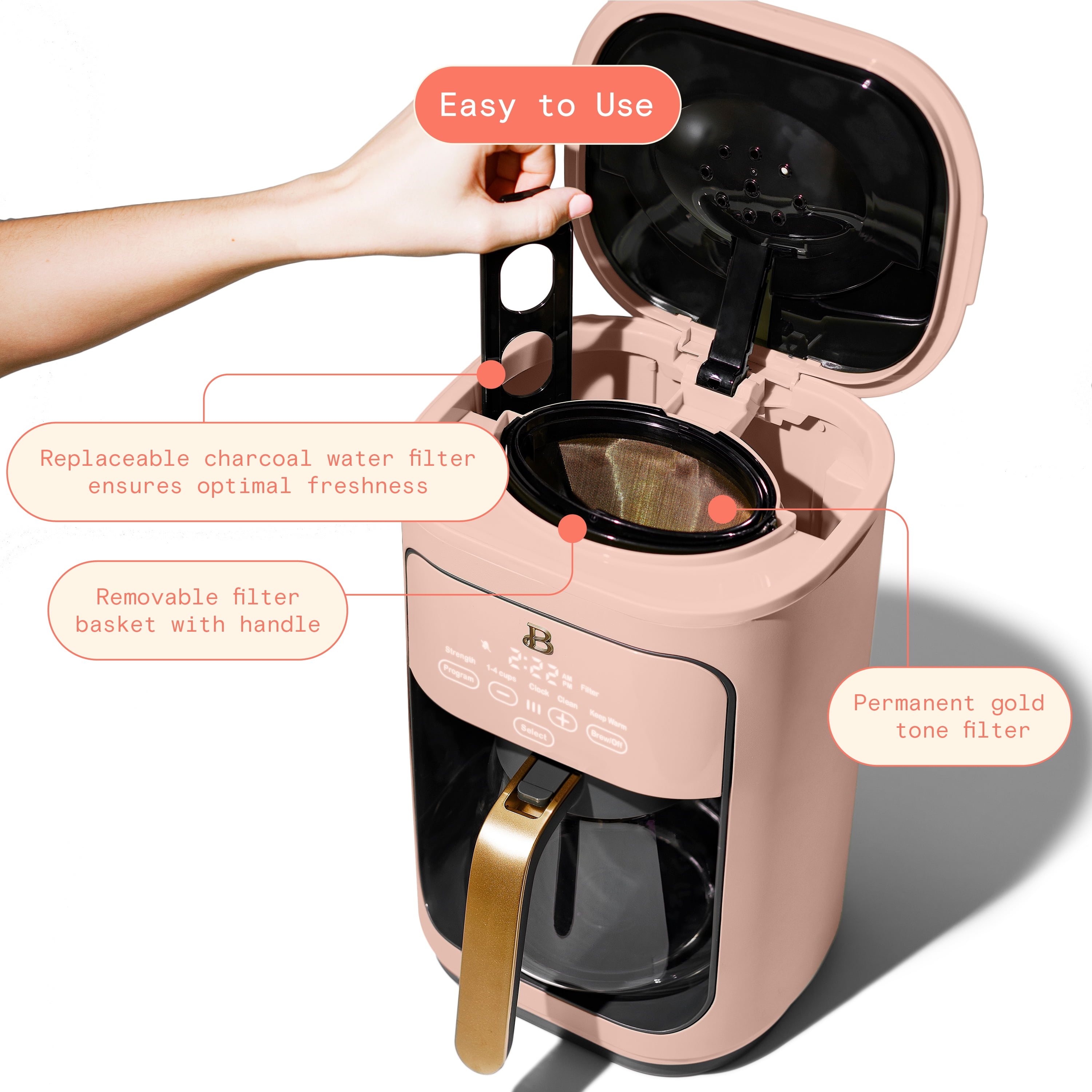 Beautiful 14-Cup Programmable Drip Coffee Maker with Touch-Activated Display, Ro