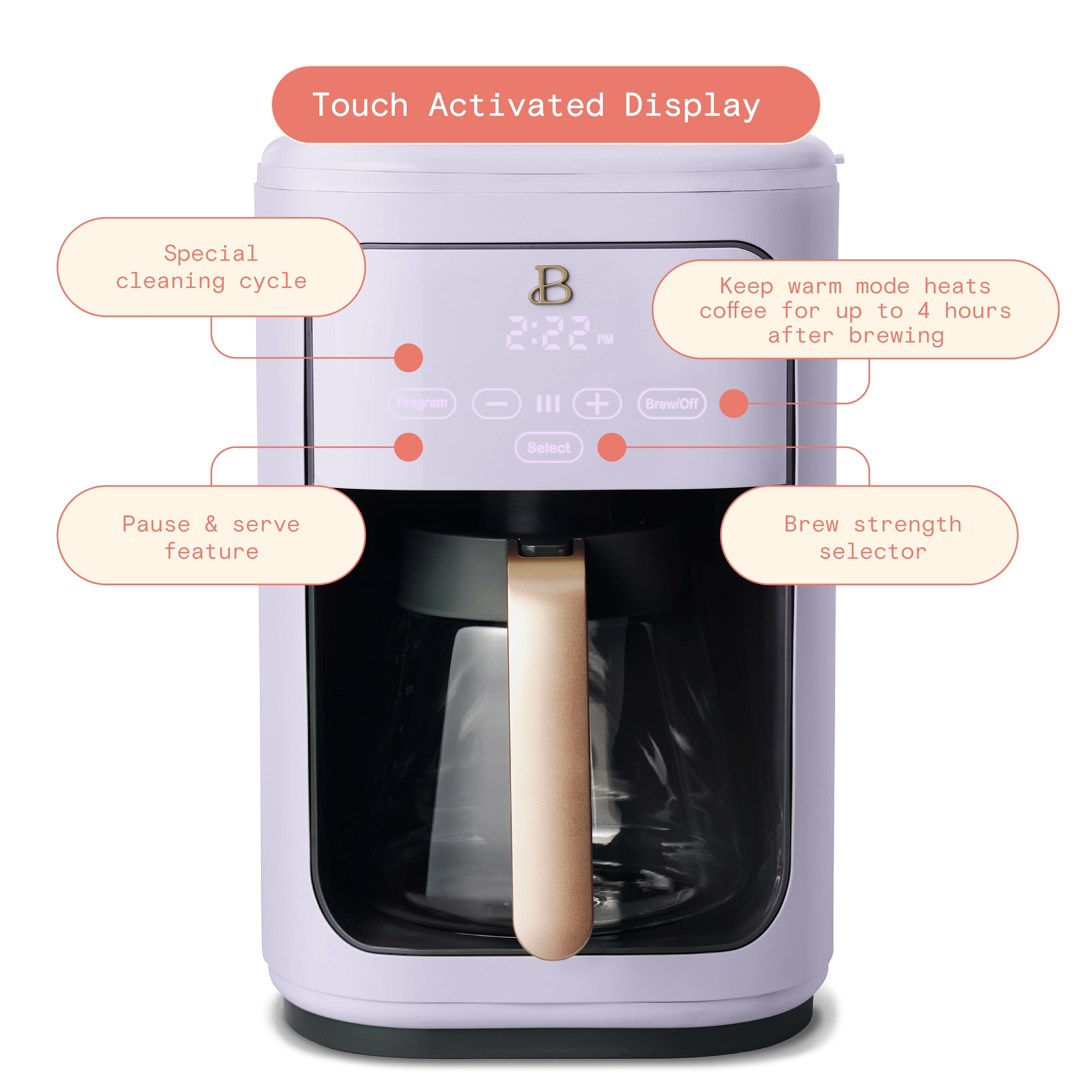 Beautiful 14-Cup Programmable Drip Coffee Maker with Touch-Activated Display, Ro