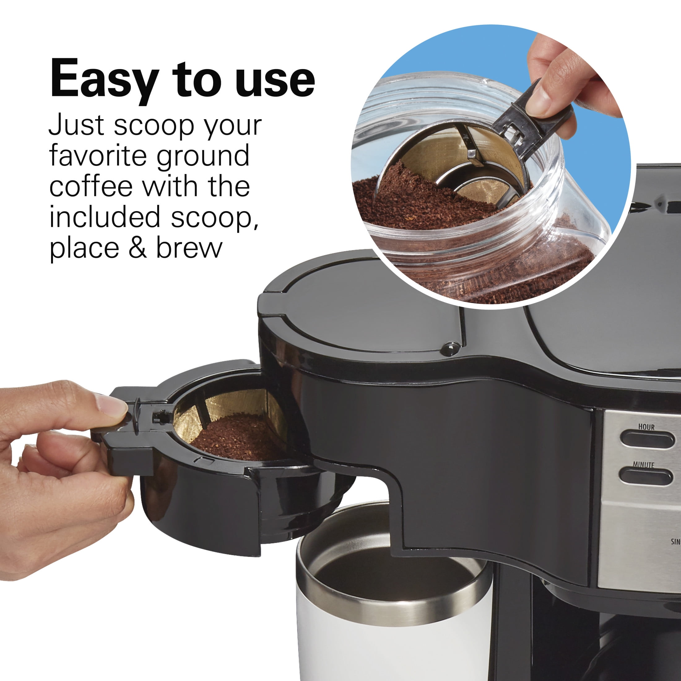 HOT 2-Way Programmable Coffee Maker, Single Serve Coffee Maker & 12-C