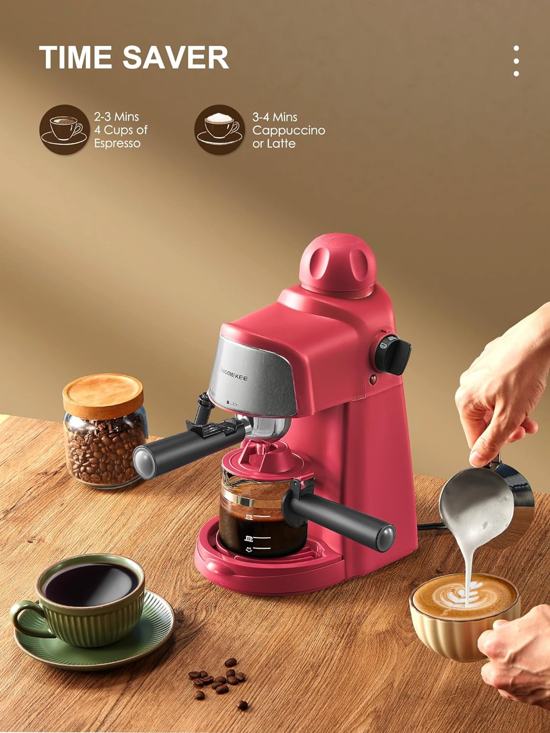 Espresso Machine, 3.5Bar Espresso and Cappuccino Machine with Preheating Functio