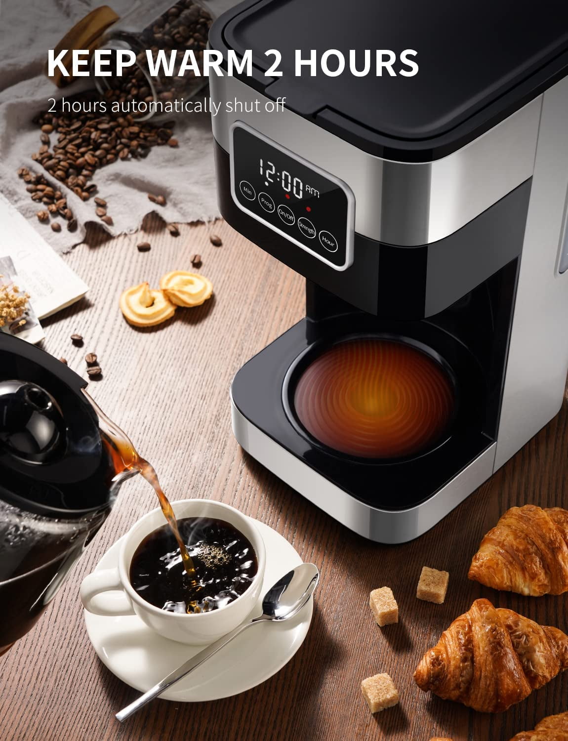 10-Cup Programmable Coffee Maker with LCD Touch Screen and Auto Shut-Off for Hom