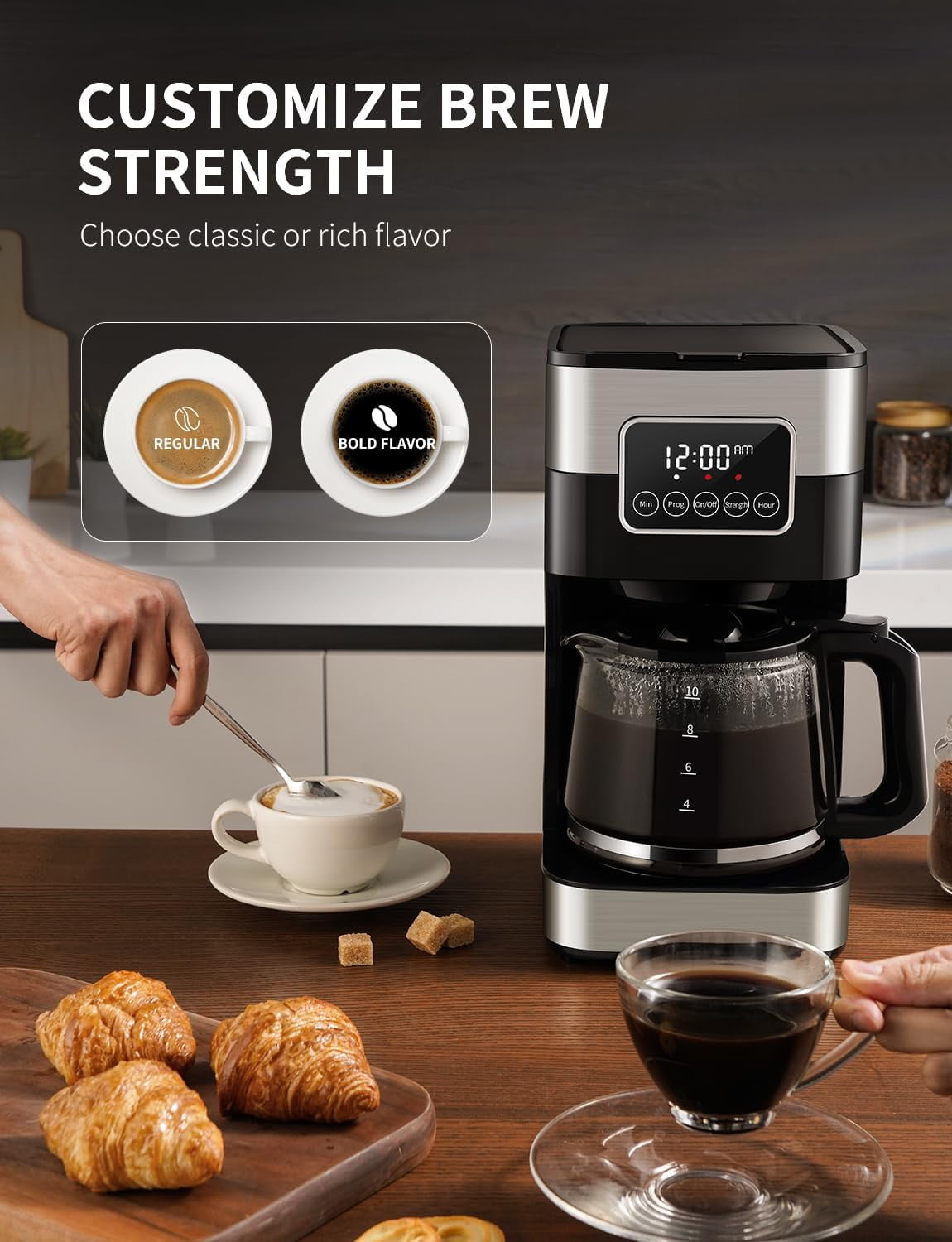 10-Cup Programmable Coffee Maker with LCD Touch Screen and Auto Shut-Off for Hom