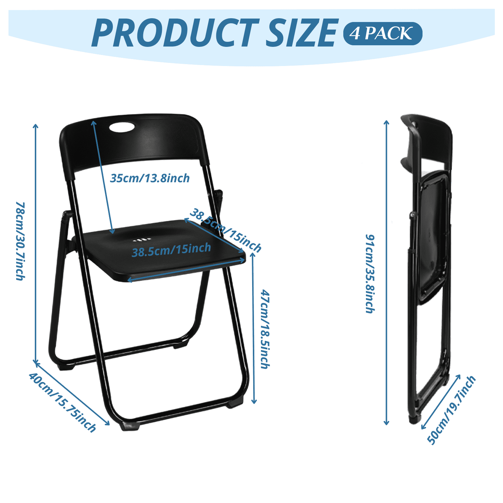 4-Pack Plastic Folding Chairs, Modern Stackable and Portable Event Seats