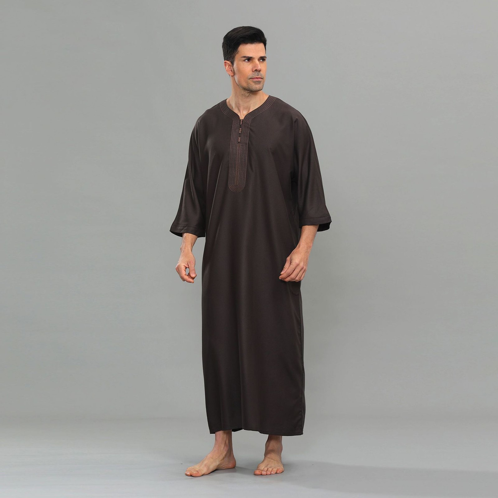 Islamic Men’s Muslim Clothing Saudi Jubba Arab Kaftan Thobe Kaftan Embroidery