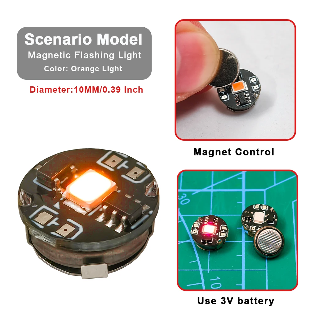 Mini Magnetic Control LED Flash Light Module 5PCS DIY Model Scene Lamp w Battery
