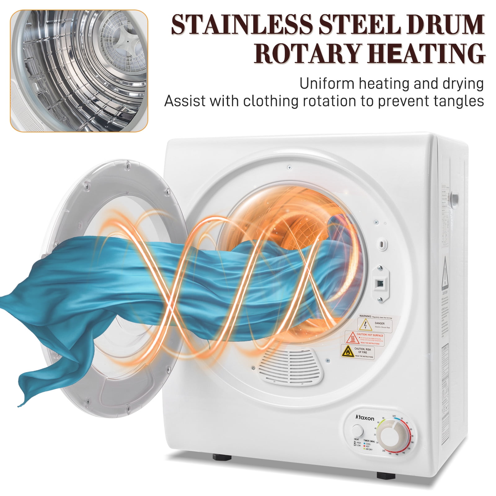 1.6 cu ft Portable Compact Electric Dryer, High End Laundry Front Load Tu