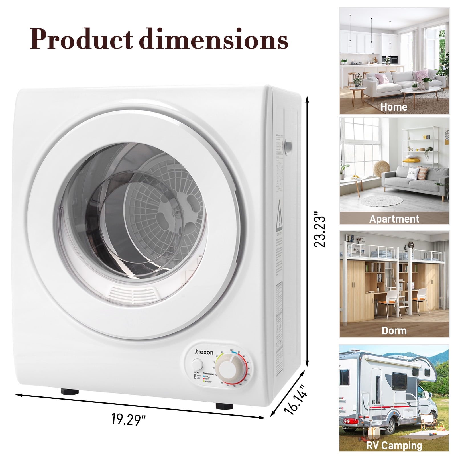 1.6 cu ft Portable Compact Electric Dryer, High End Laundry Front Load Tu