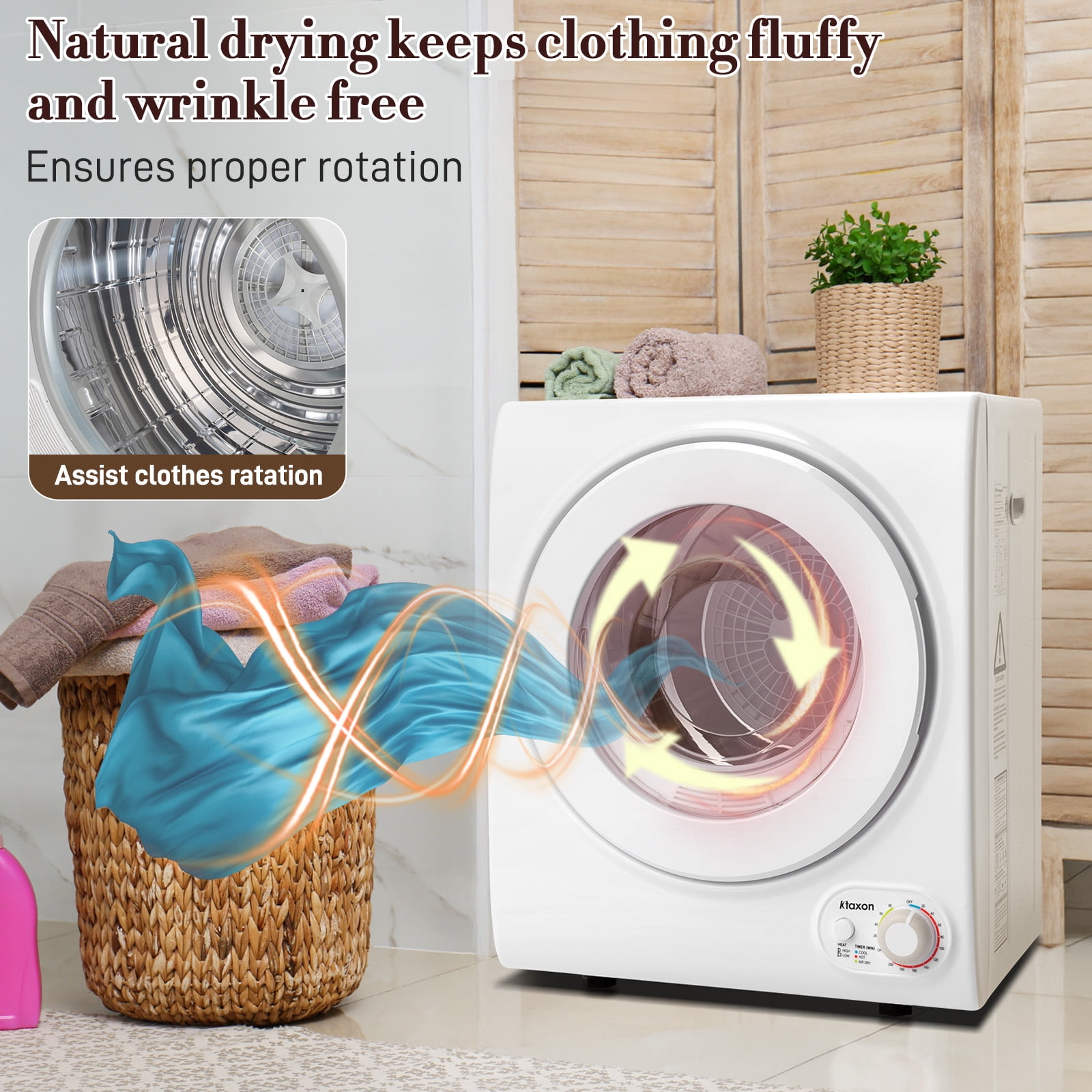 1.6 cu ft Portable Compact Electric Dryer, High End Laundry Front Load Tu